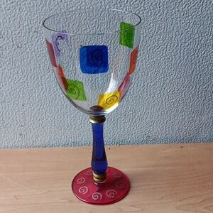 3 Royal Danube HandPainted Crystal Goblets/Glasses Made In Romania